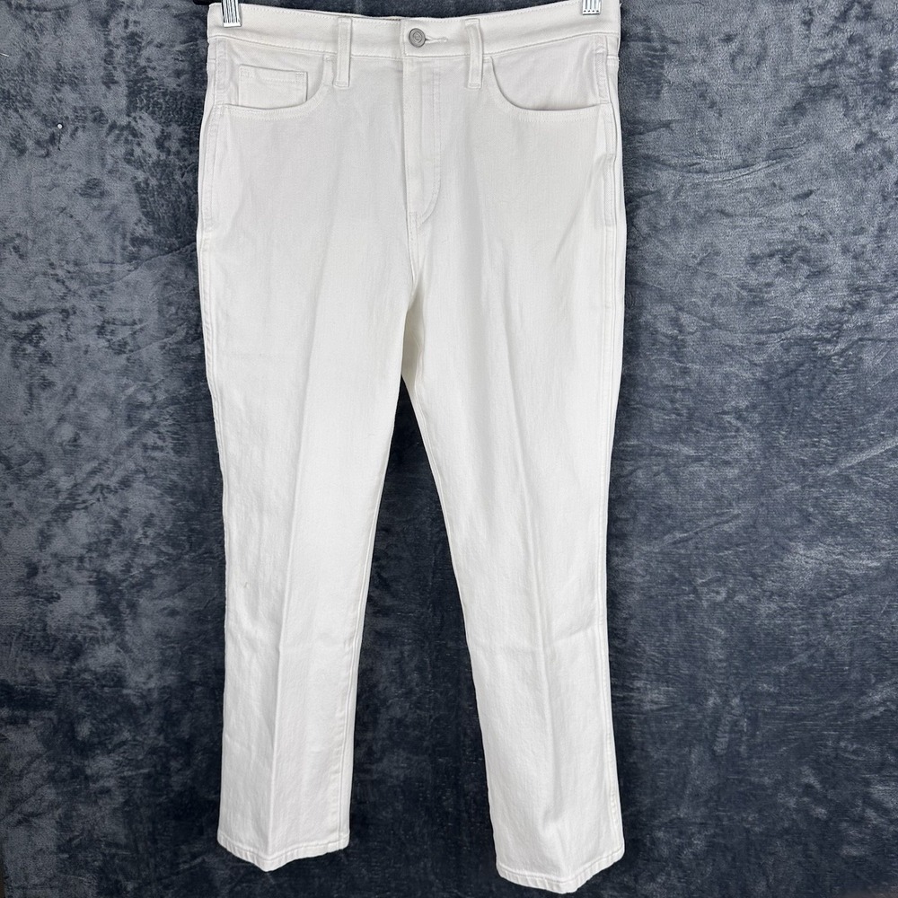 BR Women's White Straight Leg Denim Jeans Mid Rise 5-Pocket Cotton
